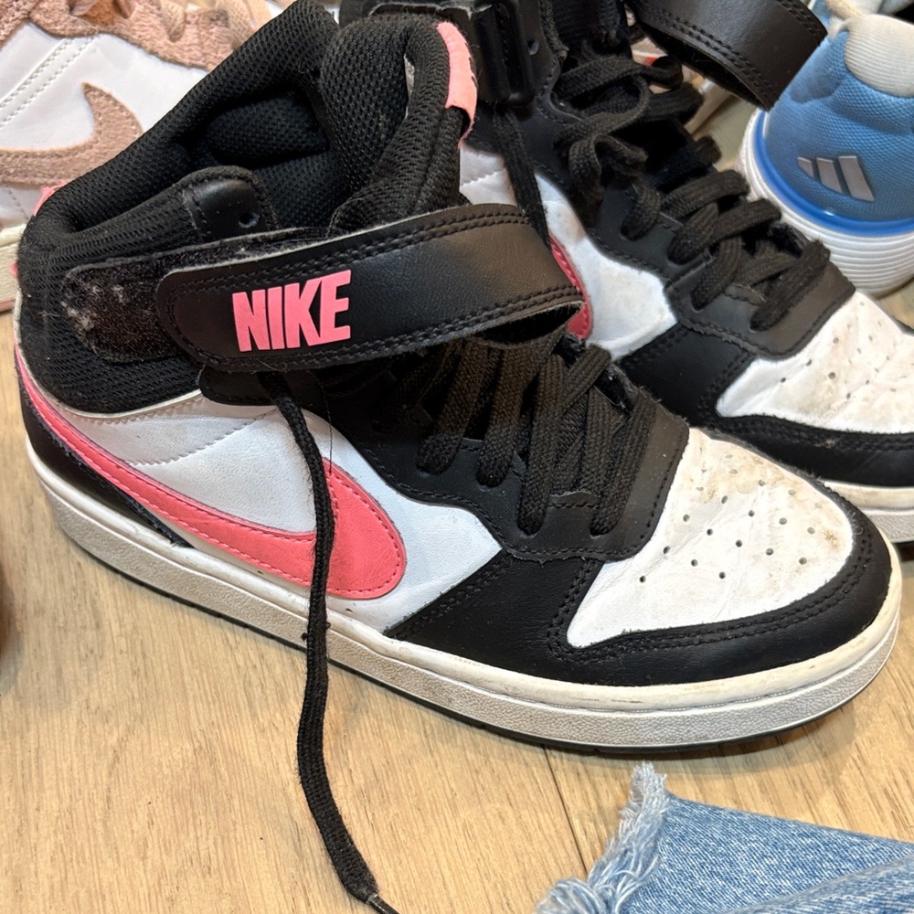 Nike Kids Black and Pink High-Top Sneakers